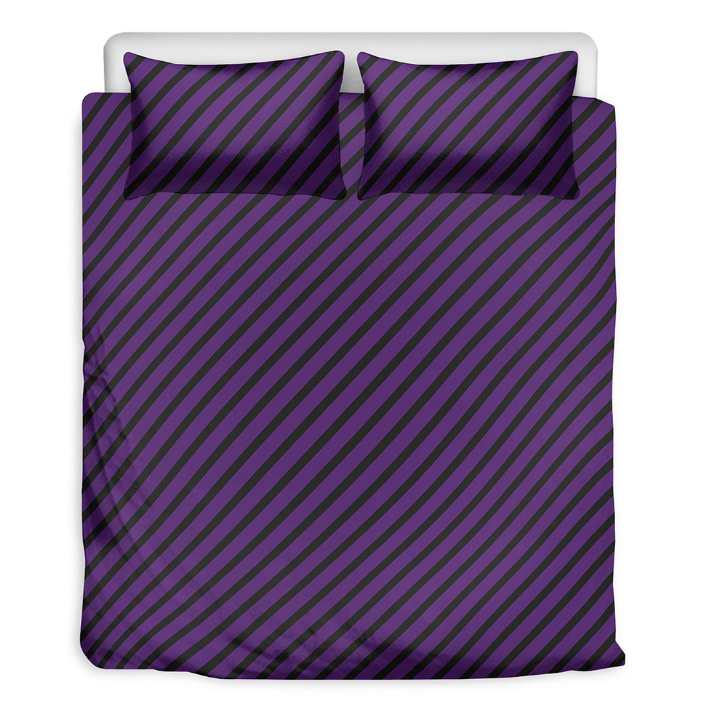 Purple And Black Halloween Pattern Print Duvet Cover Bedding Set