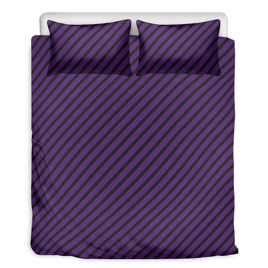 Purple And Black Halloween Pattern Print Duvet Cover Bedding Set