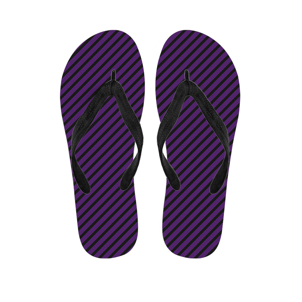 Purple And Black Halloween Pattern Print Flip Flops