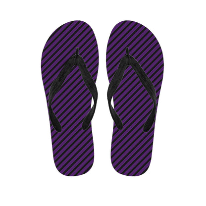 Purple And Black Halloween Pattern Print Flip Flops