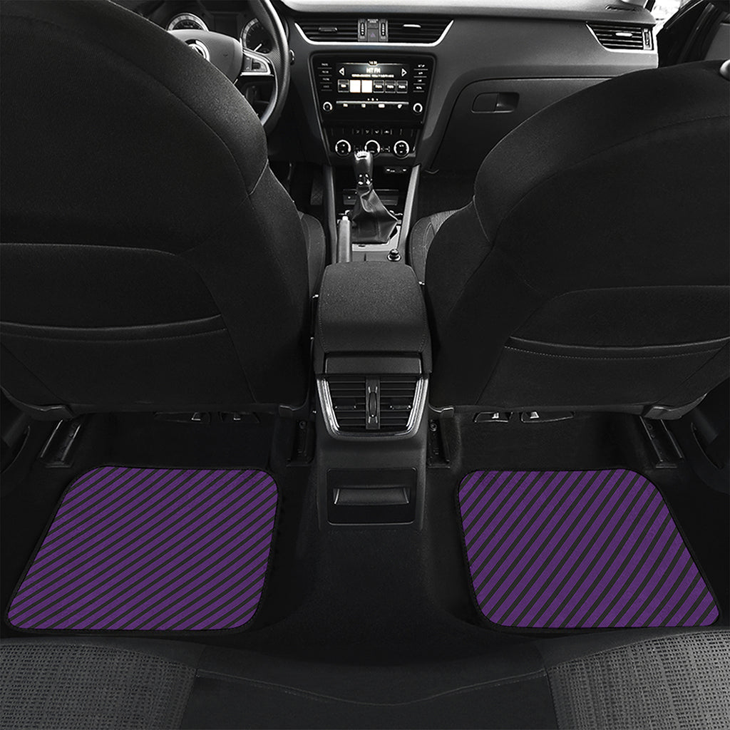 Purple And Black Halloween Pattern Print Front and Back Car Floor Mats