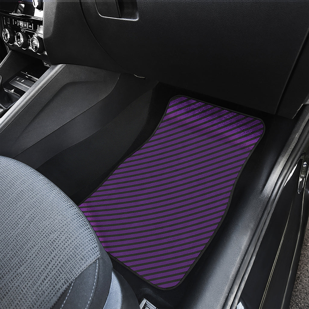 Purple And Black Halloween Pattern Print Front and Back Car Floor Mats