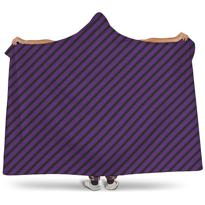 Purple And Black Halloween Pattern Print Hooded Blanket