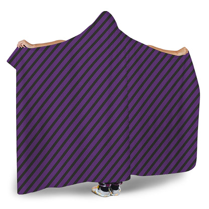 Purple And Black Halloween Pattern Print Hooded Blanket