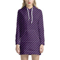 Purple And Black Halloween Pattern Print Pullover Hoodie Dress