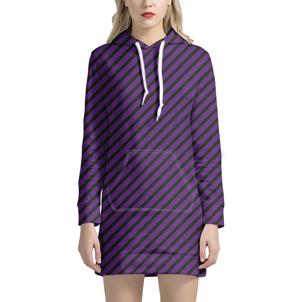 Purple And Black Halloween Pattern Print Hoodie Dress