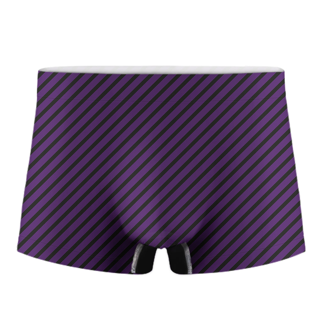 Purple And Black Halloween Pattern Print Men's Boxer Briefs
