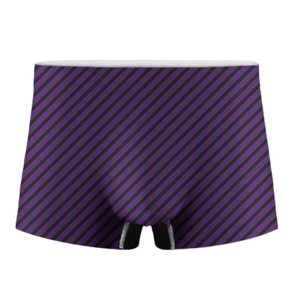 Purple And Black Halloween Pattern Print Men's Boxer Briefs