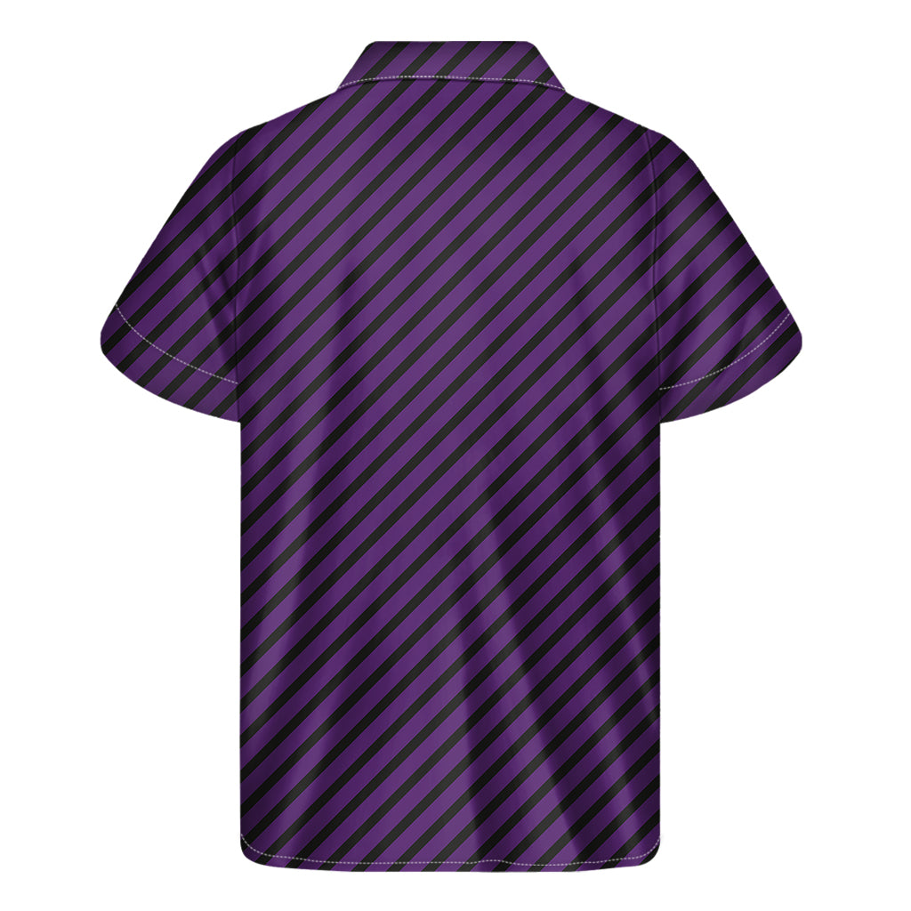 Purple And Black Halloween Pattern Print Men's Short Sleeve Shirt