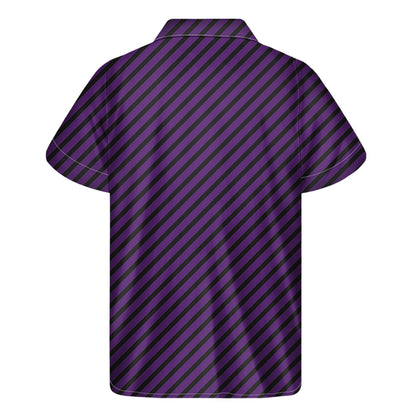 Purple And Black Halloween Pattern Print Men's Short Sleeve Shirt