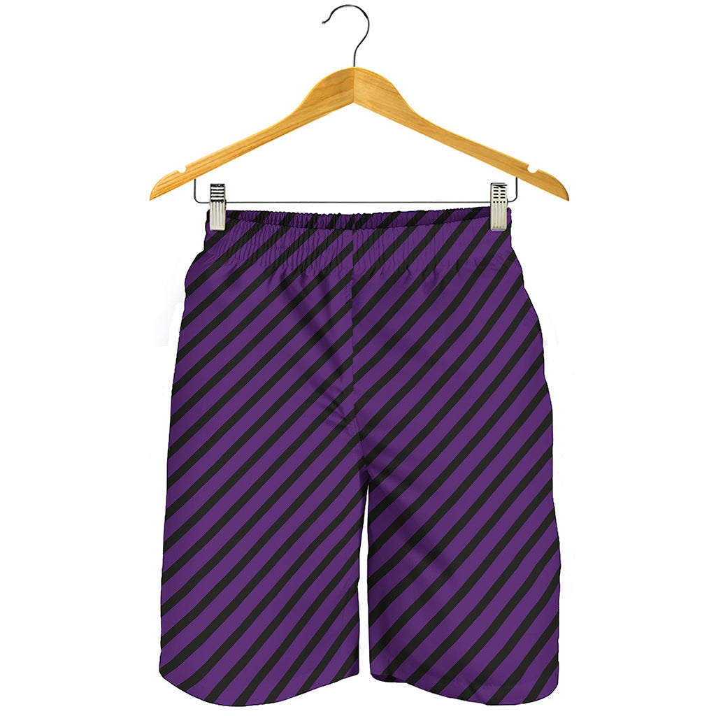 Purple And Black Halloween Pattern Print Men's Shorts