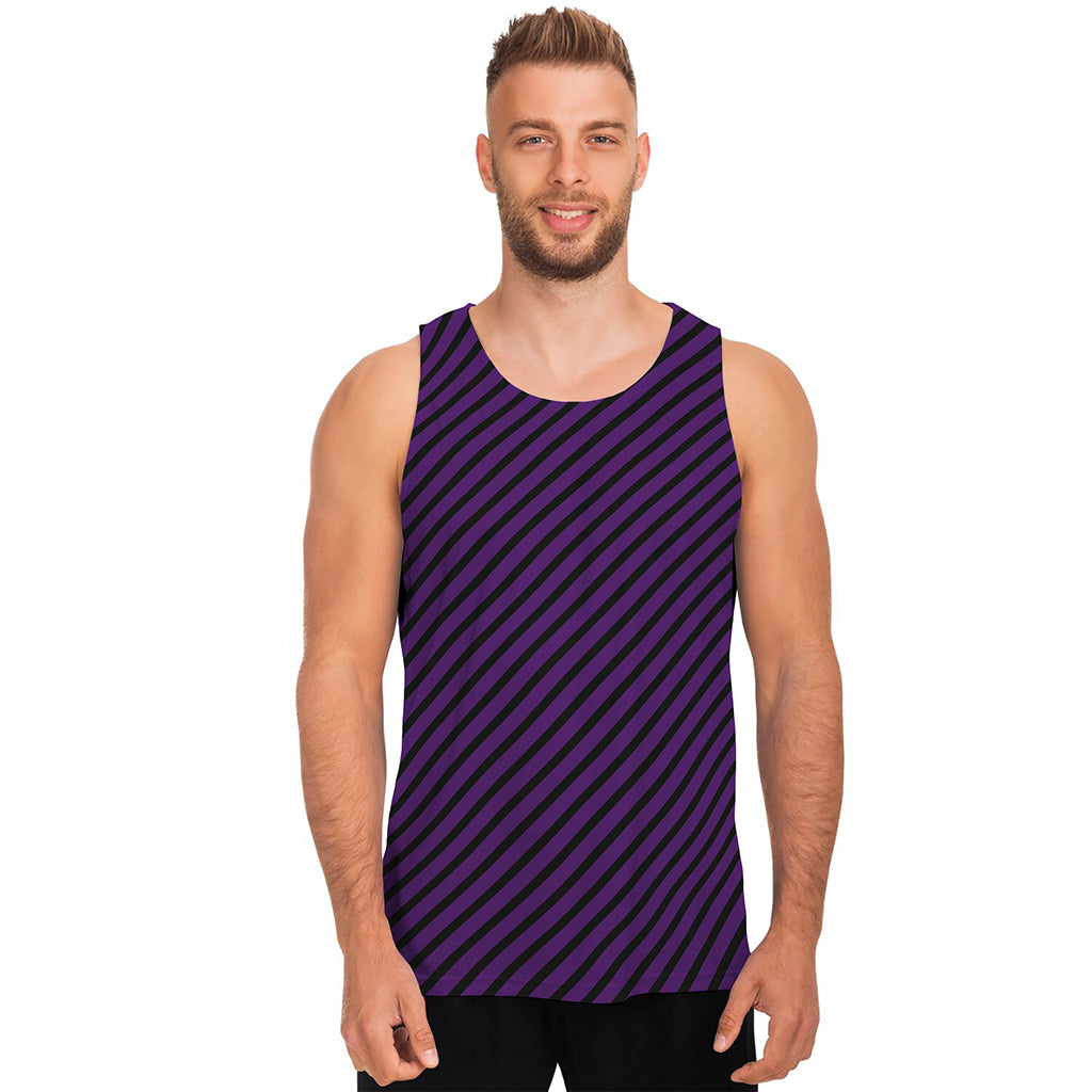 Purple And Black Halloween Pattern Print Men's Tank Top