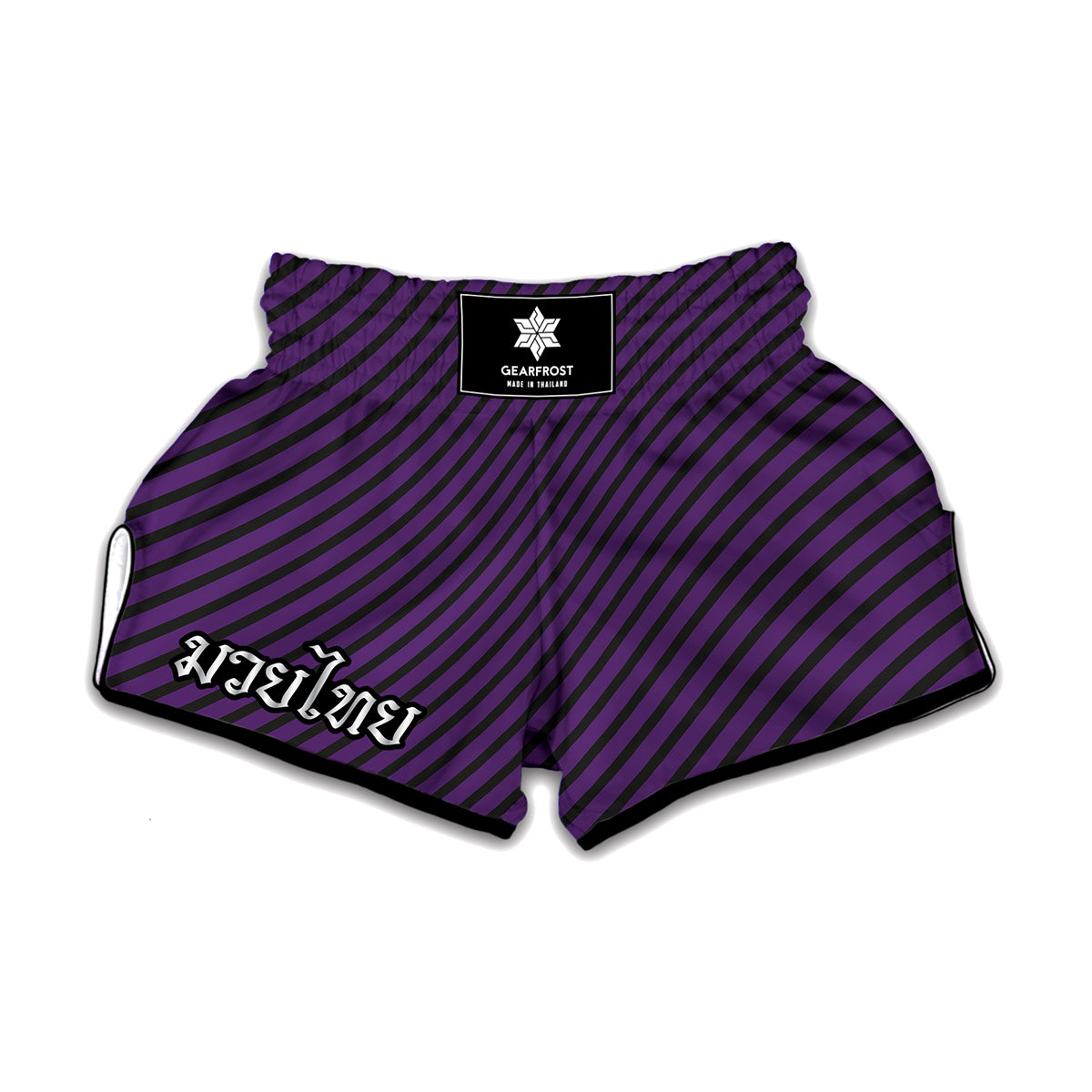 Purple And Black Halloween Pattern Print Muay Thai Boxing Shorts