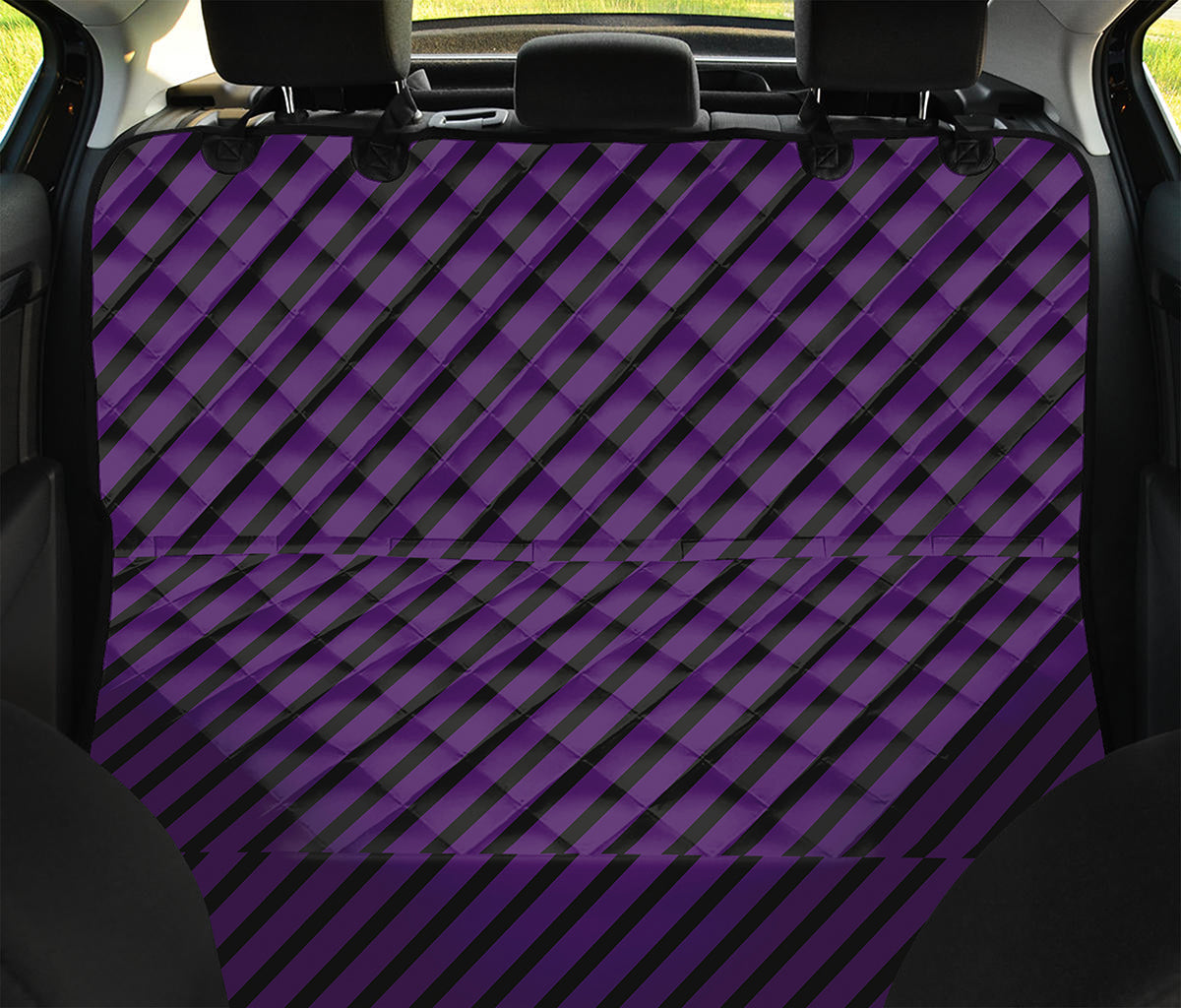Purple And Black Halloween Pattern Print Pet Car Back Seat Cover