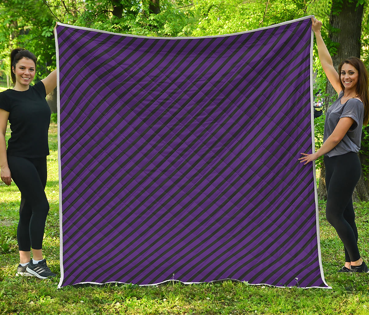 Purple And Black Halloween Pattern Print Quilt