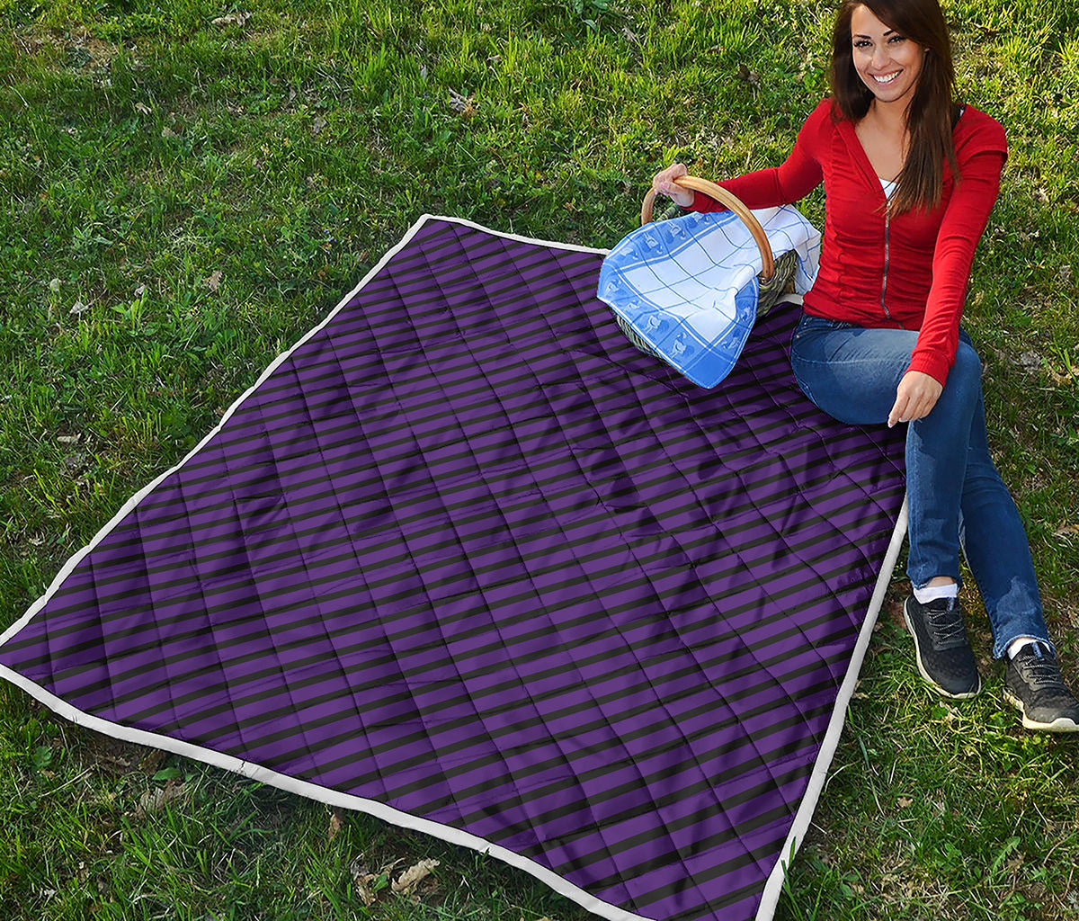 Purple And Black Halloween Pattern Print Quilt