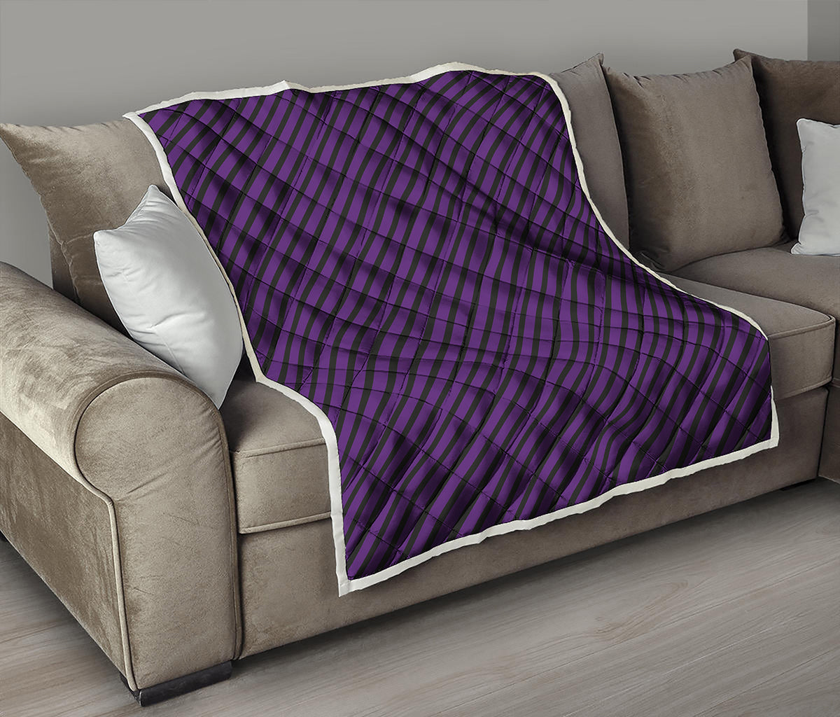 Purple And Black Halloween Pattern Print Quilt
