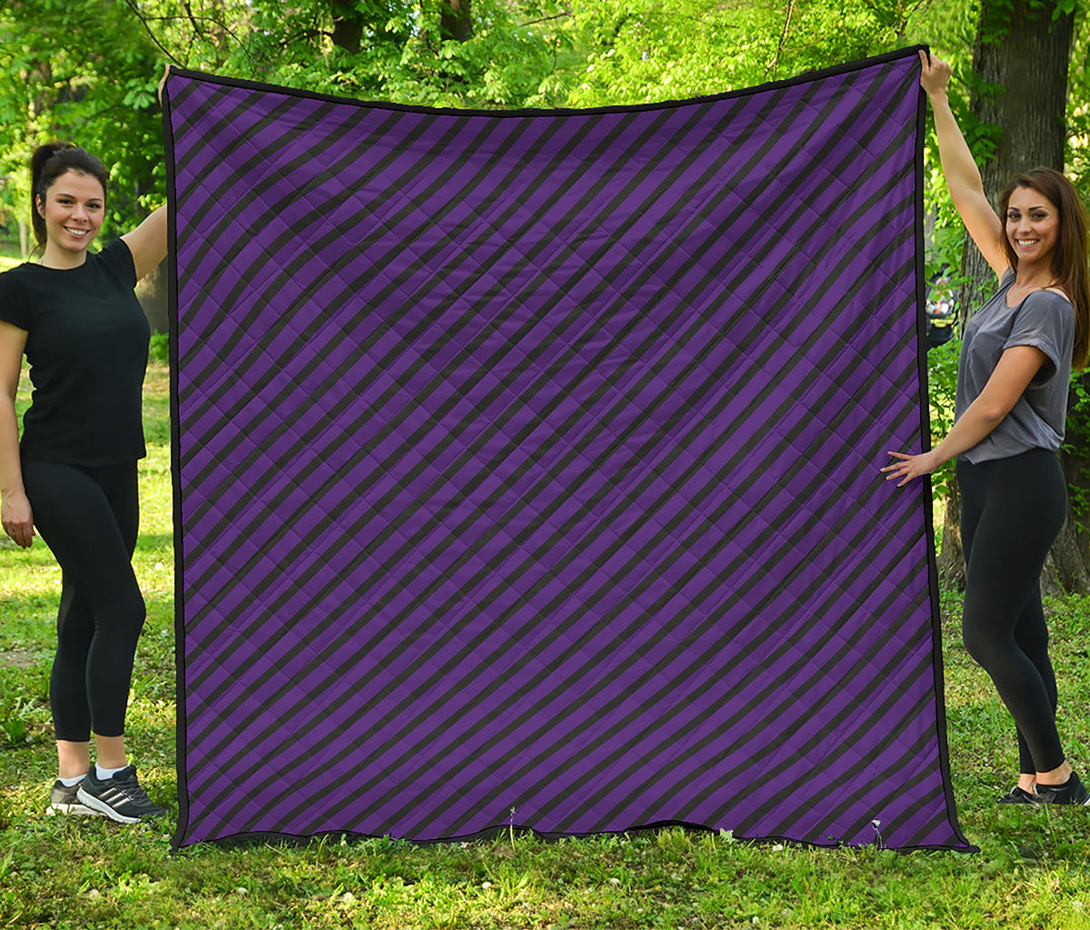 Purple And Black Halloween Pattern Print Quilt