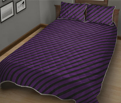 Purple And Black Halloween Pattern Print Quilt Bed Set