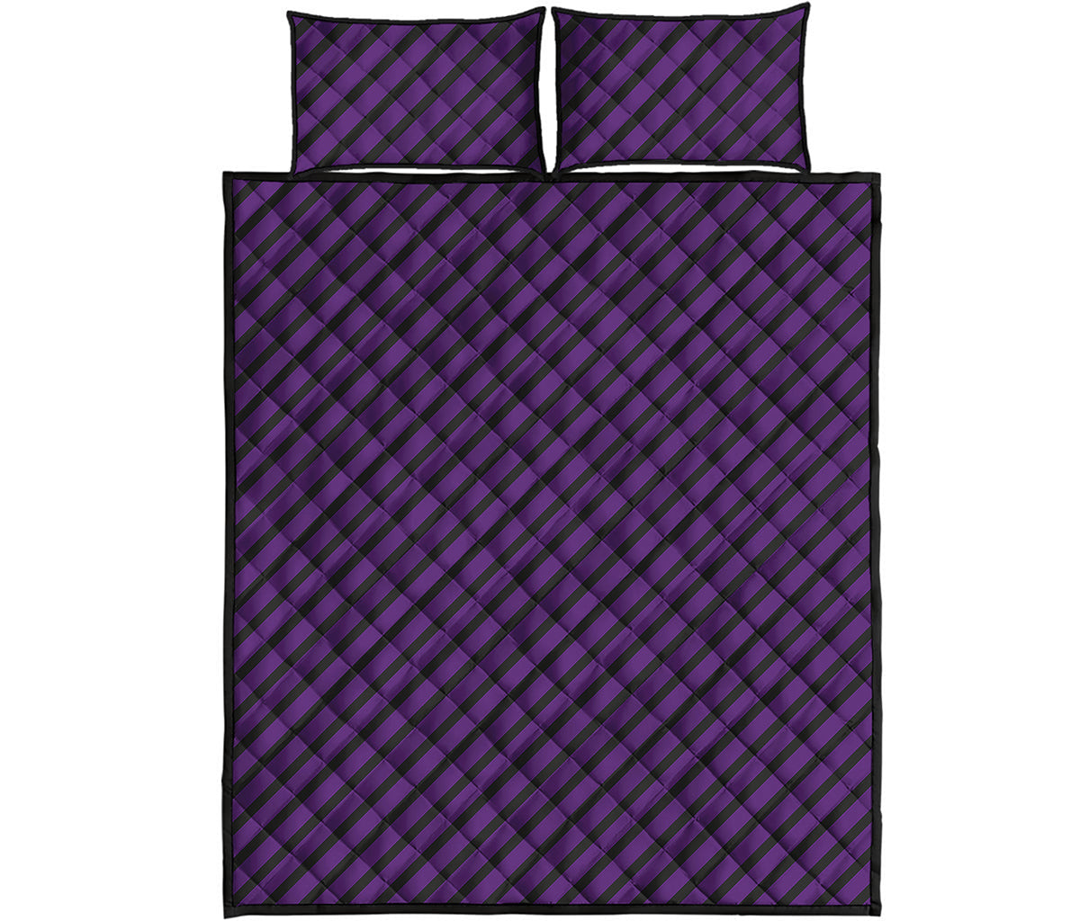 Purple And Black Halloween Pattern Print Quilt Bed Set