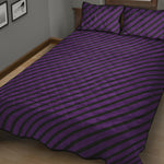 Purple And Black Halloween Pattern Print Quilt Bed Set