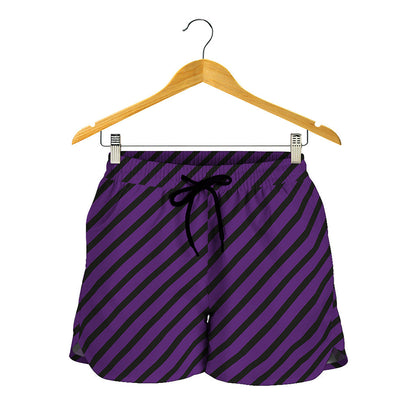 Purple And Black Halloween Pattern Print Women's Shorts