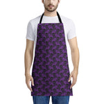 Purple And Black Halloween Skull Print Apron