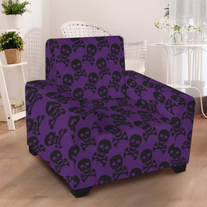 Purple And Black Halloween Skull Print Armchair Slipcover