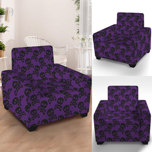 Purple And Black Halloween Skull Print Armchair Slipcover