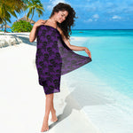 Purple And Black Halloween Skull Print Beach Sarong Wrap