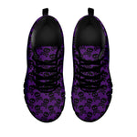 Purple And Black Halloween Skull Print Black Sneakers