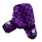 Purple And Black Halloween Skull Print Boxing Gloves