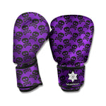 Purple And Black Halloween Skull Print Boxing Gloves