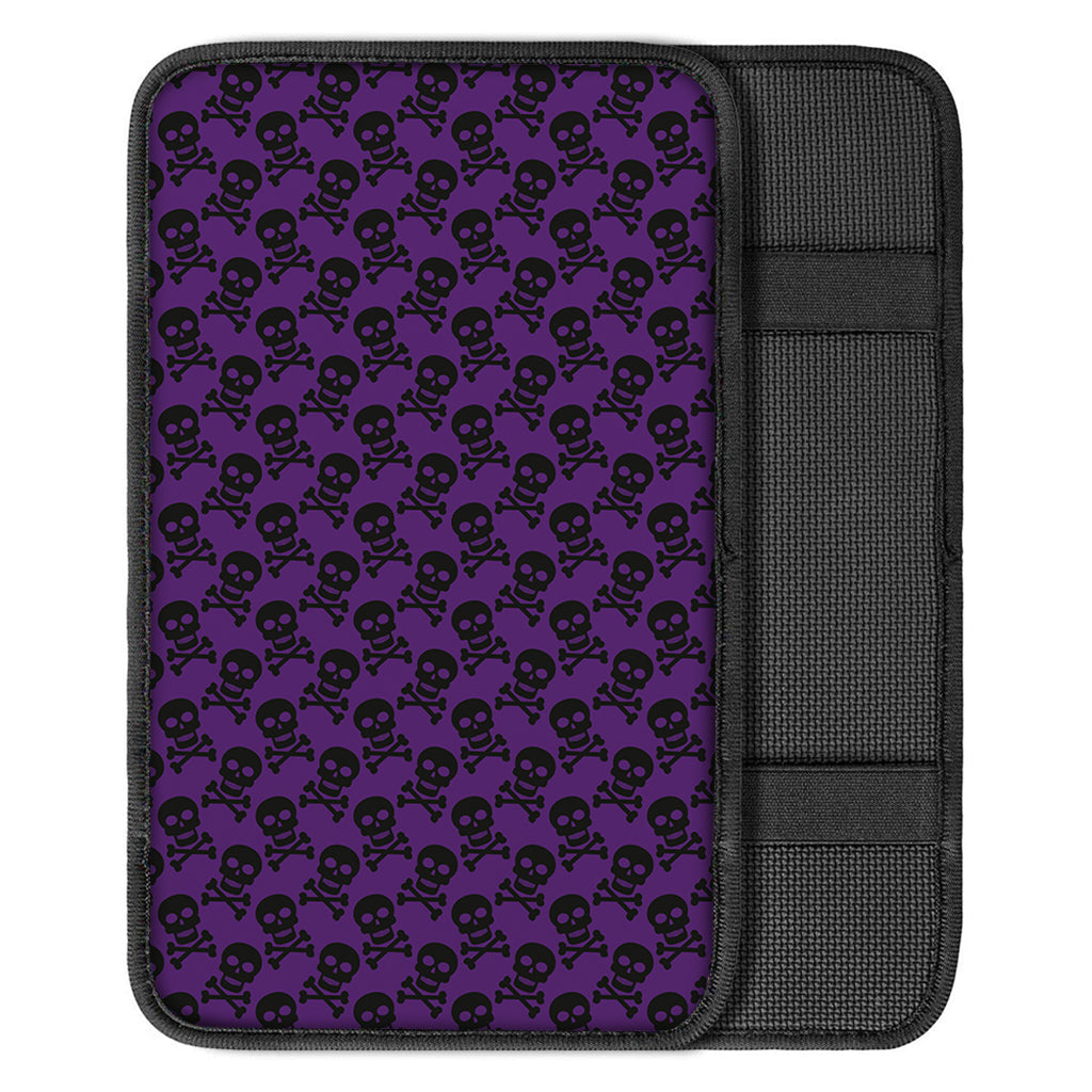 Purple And Black Halloween Skull Print Car Center Console Cover