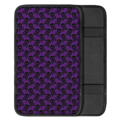 Purple And Black Halloween Skull Print Car Center Console Cover