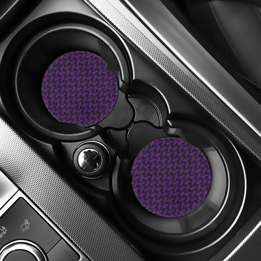 Purple And Black Halloween Skull Print Car Coasters