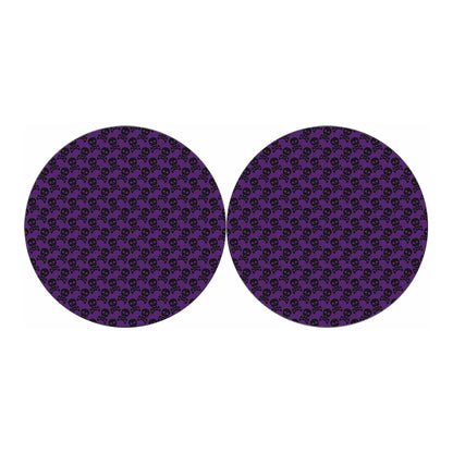 Purple And Black Halloween Skull Print Car Coasters