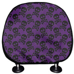 Purple And Black Halloween Skull Print Car Headrest Covers