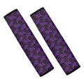 Purple And Black Halloween Skull Print Car Seat Belt Covers