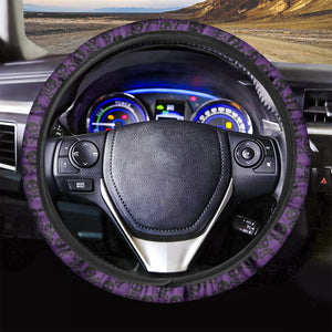 Purple And Black Halloween Skull Print Car Steering Wheel Cover