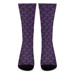 Purple And Black Halloween Skull Print Crew Socks