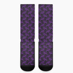 Purple And Black Halloween Skull Print Crew Socks