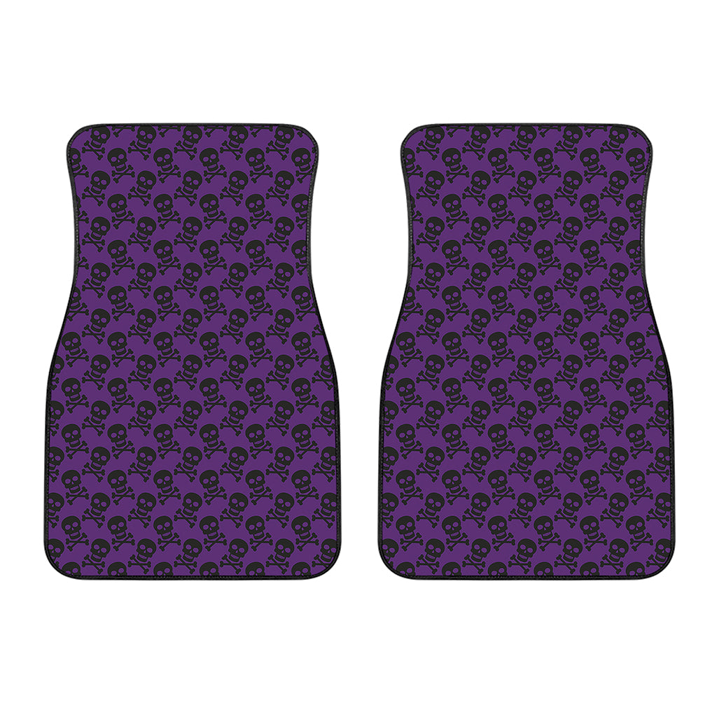 Purple And Black Halloween Skull Print Front Car Floor Mats