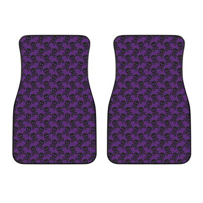 Purple And Black Halloween Skull Print Front Car Floor Mats