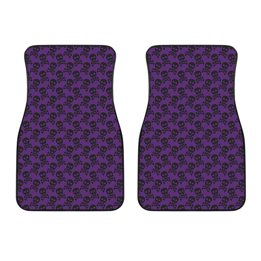 Purple And Black Halloween Skull Print Front Car Floor Mats