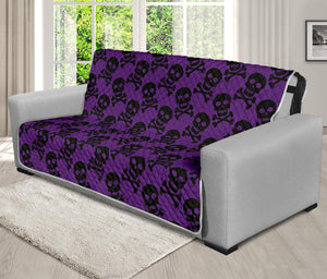 Purple And Black Halloween Skull Print Futon Protector