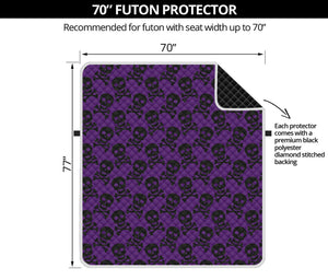 Purple And Black Halloween Skull Print Futon Protector