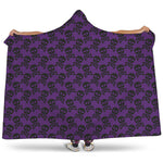 Purple And Black Halloween Skull Print Hooded Blanket
