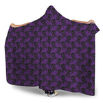 Purple And Black Halloween Skull Print Hooded Blanket