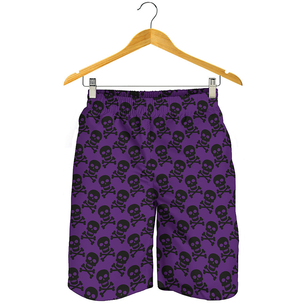 Purple And Black Halloween Skull Print Men's Shorts
